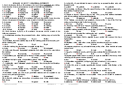 Đề ôn tập môn Tiếng Anh Lớp 10 - Unit 7 Cultural diversity